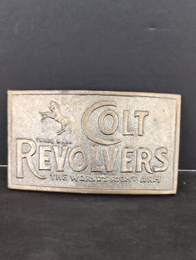VGT Colt Revolvers Brass Belt Buckle 'Worlds Right Arm' .